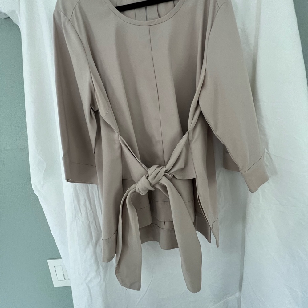 Chic Beige Tie-Front Blouse